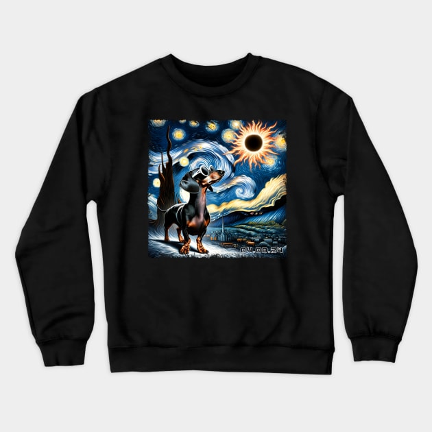 Dachshund Eclipse Expedition: Stylish Tee Featuring Spirited Wiener Dogs Crewneck Sweatshirt by ArtByJenX